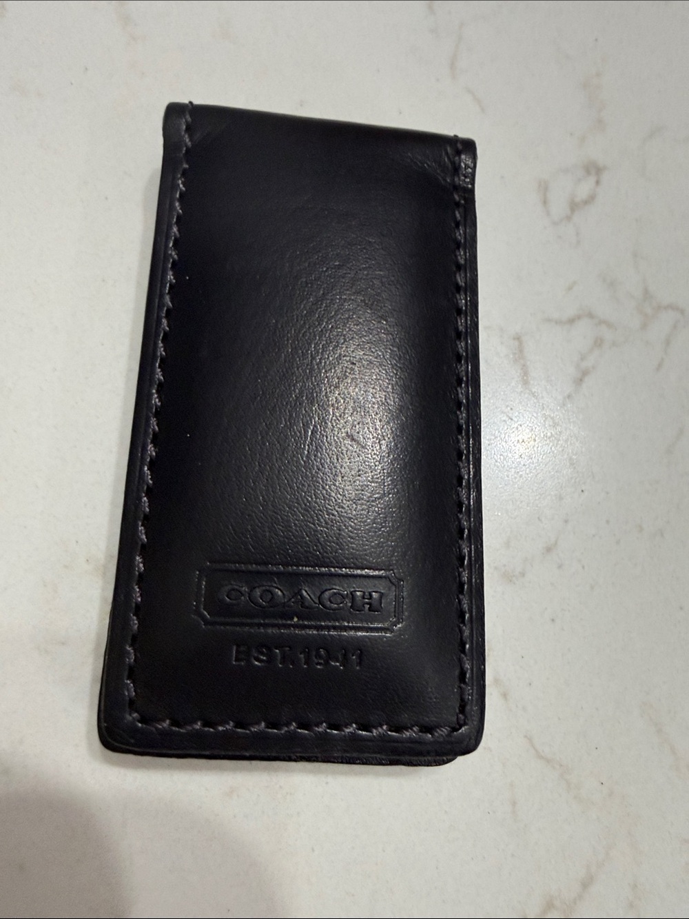 Coach 1941 Black Leather Money Clip with Embossed Logo India new no tag